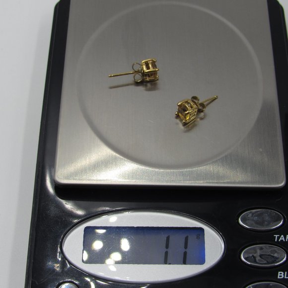 Sterling Silver Citrine Gemstone Stud Earrings - Picture 6 of 6